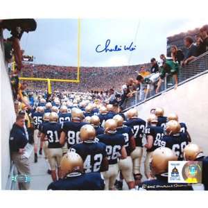 Charlie Weis Notre Dame Fighting Irish   Team Walking Out Of Tunnel 