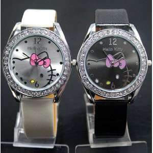  Cute Crystal Diamond Hello Kitty Style Watch,White 
