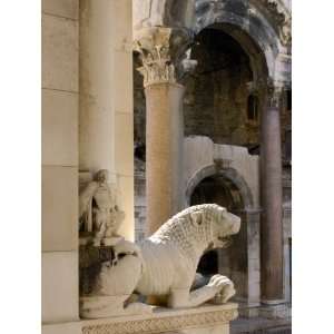 Sculpture at Entrance to Belfry in Diocletians Palace, Split, Croatia 