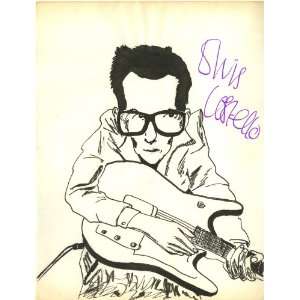 Elvis Costello Autographed Original Fan Drawing Signed by Costello in 