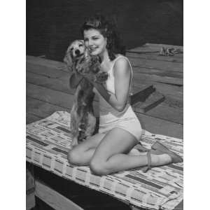  Marjorie Lord Wearing Bathing Suit and Wedge Shoes While 
