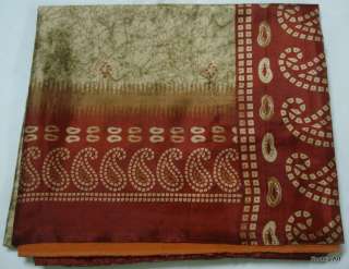   Color Indian Art Silk Pre Owned Printed Vintage Sari Fabric  