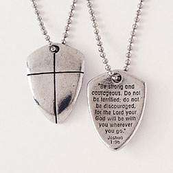SHIELD OF FAITH Pendant/Necklace/Chain (Cross) Joshua 19 Be Strong 