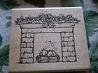   DOTS Hearth Christmas Fireplace Mantle Brick Fire Logs Holly Swag