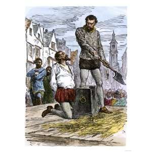 Execution of Sir Walter Raleigh in England, 1618 Premium Poster Print 