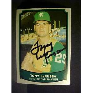 Tony LaRussa Kansas City Athletics #140 1989 Baseball Legends Signed 