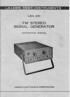 Leader LSG 231 FM Stereo Signal Generator Instruction Manual