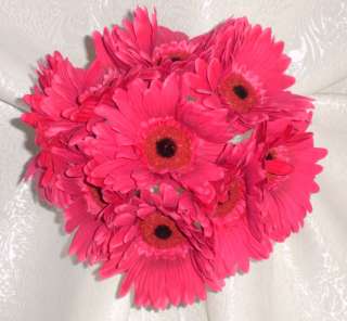 HOT PINK Gerbera Daisy Bride Bouquet Wedding Flowers  