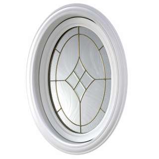   20 in. x 28 1/2 in., White, Frame Fixed Unit Glass with Brass Accents