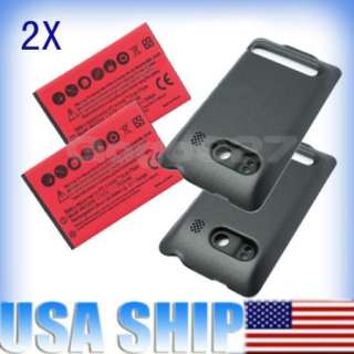 2X 3500mAh Extended Battery Red +Back Cover for Sprint HTC EVO 4G 