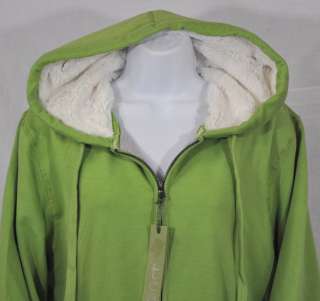 NEW Green Tea Womens Hoodie Thermal Fleece Zip Coat Jacket Green Size 