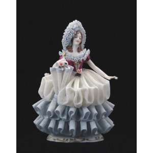    Lady with Umbrella German Dresden Lace Figurine