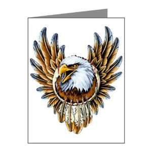  Note Cards (10 Pack) Bald Eagle with Feathers Dreamcatcher 