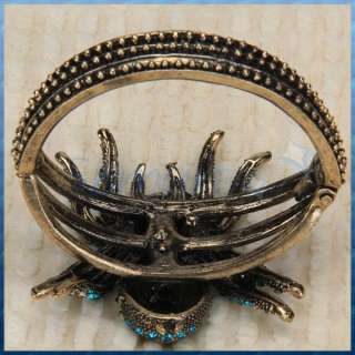 Vintage SPIDER Hinge Bangle Cuff Bracelet w/Rhinestones  