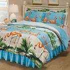   Pink Flamingo Palm Tree Beach Full Comforter Sheet Bed in a Bag Set