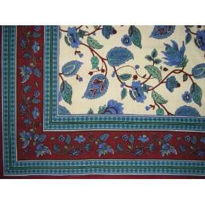  Turkish Floral Print Tablecloth Spread Many Uses Burgundy 