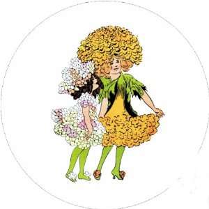  Flower Children 58mm Round Pin Lapel Badge Candytuft and 
