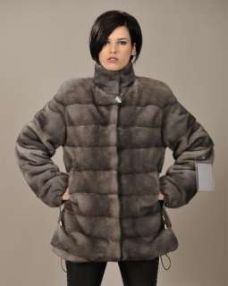 Blue Iris mink fur jacket coat   pelts across  New design   MAILON 