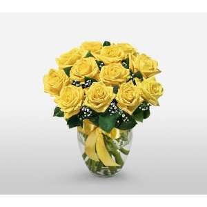 Send Fresh Cut Flowers   12 Long Stem Yellow Roses:  