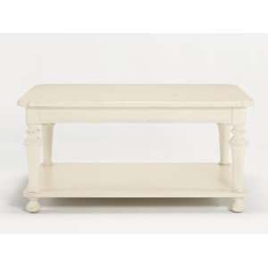   Meridian Coffee Table with Shell White Wood Finish: Furniture & Decor