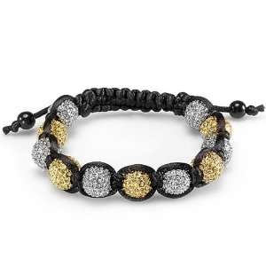Bracelet Mens Ladies Unisex Hip Hop Style Pave Eleven White and Yellow 