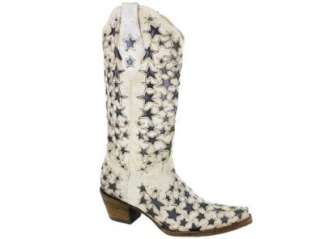 Corral Womens A2045 Boots Distressed White/Black Stars 