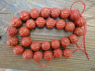 Chinese Vintage New Carved Jasper Large Beads Strand 16mm  