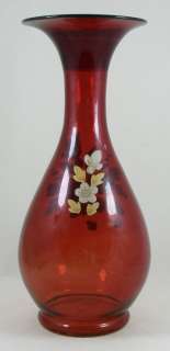 Bohemian Antique Large Ruby Flashed Glass Vase c1850 80  