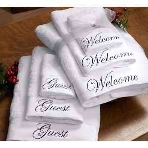    Embroidered Welcome and Guest Bamboo Towel Sets