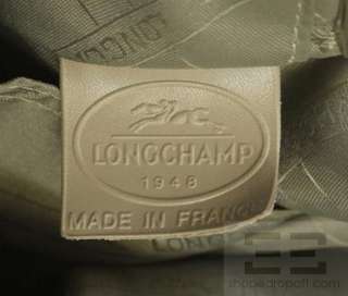 Longchamp Beige Pebbled Coated Canvas & Leather Trim Roseau Bag  
