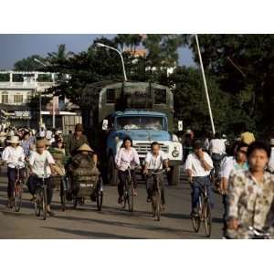 Truck in Rush Hour on Phu Xuan Bridge in Hue, Central Vietnam, Vietnam 