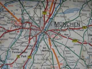 1951 US Army Road Map SOUTHERN GERMANY Munich Stuttgart Ulm Heidelberg 
