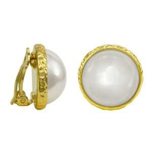  White Pearl/Vermeil Clip Earrings Jewelry