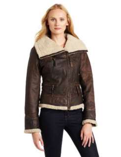  MICHAEL Michael Kors Womens Sherpa Lined Leather Jacket 