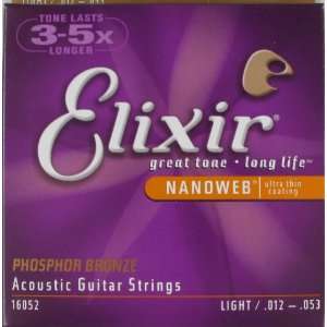 Elixir Acoustic Guitar Phosphor Bronze NanoWeb Coating, .012   .053 