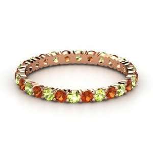 Rich & Thin Eternity Band, 14K Rose Gold Ring with Peridot & Fire Opal