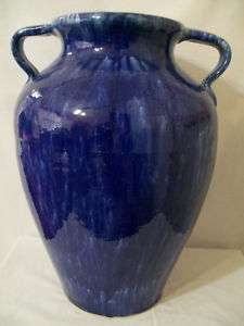 1930’S MCCOY POTTERY DOUBLE HANDLE BLUE OIL JAR #D94  