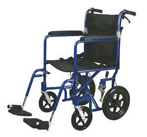 BLUE Medline Aluminum Transport Wheelchair 12 Wheels  