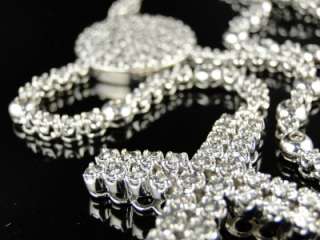 MENS WHITE GOLD FINISH ROSARY DIAMOND CHAIN NECKLACE 3C  