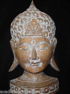 Balinese Buddha Bust Mask Hand Carved Wood Asian BALI Art statue 