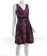  violet floral jacquard beaded waist a line dress style# 317166401