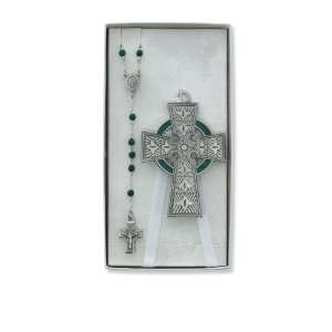  Celtic Crib Cross & Rosary Set Irish Celtic Claddagh 