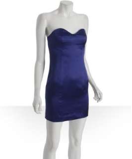 Alex Lane blue satin strapless sweetheart dress  BLUEFLY up to 70% 