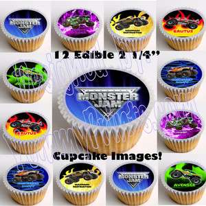 Monster Jam Truck 2.25 Edible Image Cup Cake Topper 12, cut & paste 