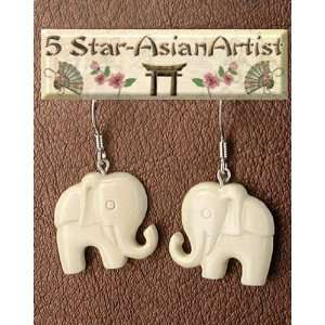  Mammoth Ivory Sterling Silver Earring Cute Elephant Dangle 