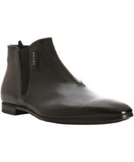 Prada black shined leather chelsea ankle boots  