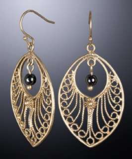 Danielle Stevens hematite and gold filigree earrings  BLUEFLY up to 