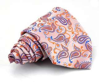 Pink paisley woven Silk Tie cufflinks mens neckties  