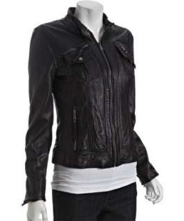 MICHAEL Michael Kors black leather zip front pocket jacket  BLUEFLY 