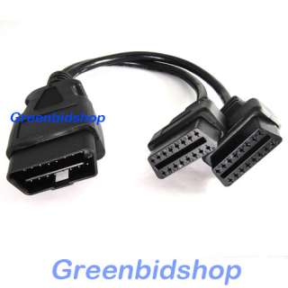 OBD2 16 Pin Male to dual Female Extension Y Cable OBDII OBD025  